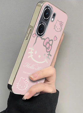 适用iQOONeo9手机壳vivo爱酷Neo9Pro套Neo9SPro新款vivoiQOONeo电镀粉色kt猫全包vivoNeo防摔iQOONoe9spro+女