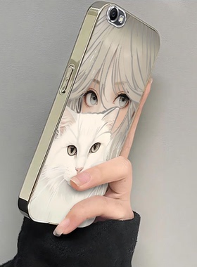 适用vivoY67手机壳vivo新款Y67保护套vovoy电镀抱猫女孩viviy外壳voviy全包防摔vⅰvoy步步高ivoy维沃viv0丫v