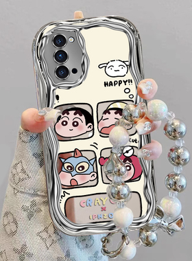 适用opporeno4手机壳新款男款电镀奶油小新女Reno4pro5g保护套opp0pp0pporeno4se软壳全包高级感oppr防摔卡通