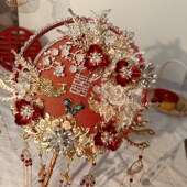 团扇新娘结c婚秀禾婚礼喜扇DIY材料包扇子婚扇喜扇却扇高级感中式