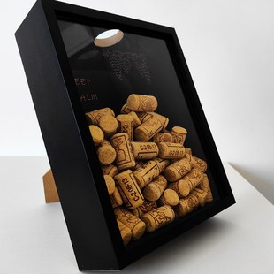 红酒塞展示框葡萄酒软木塞相框酒瓶瓶塞收纳盒收集X收藏展示酒柜