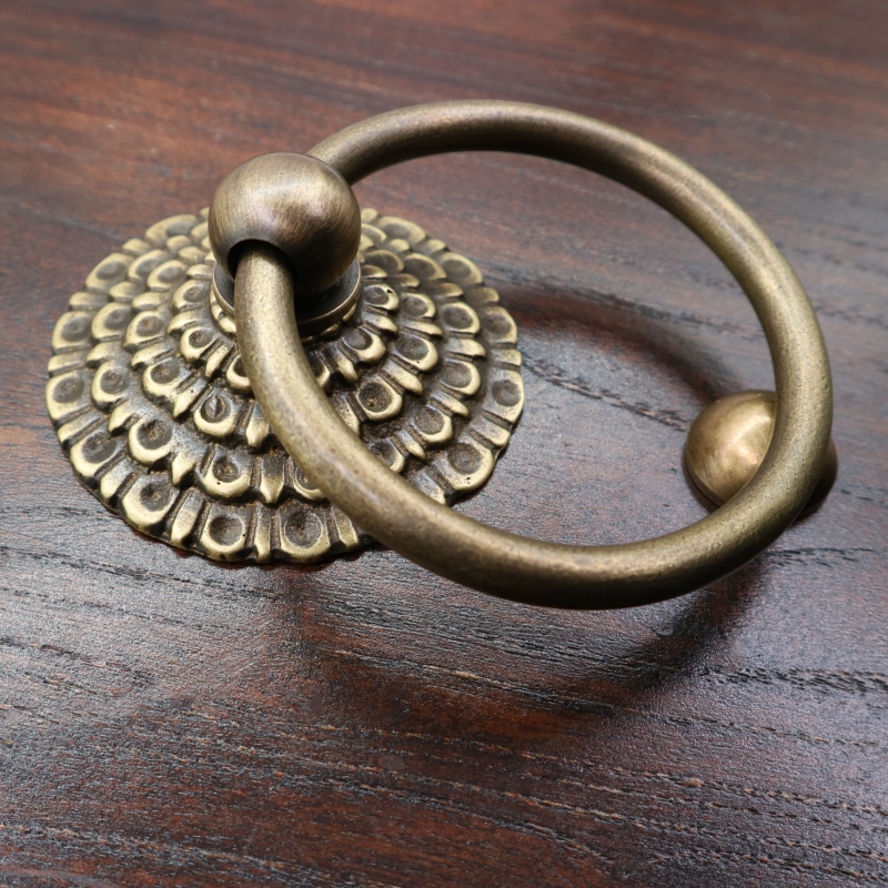 复古中式a单孔拉手纯铜拉环柜门抽屉实木门仿古铜大门把手可对接