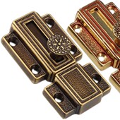 臻耐纯铜插销锁h扣欧式 插销小木门大门门窗门扣门栓防 仿古铜明装