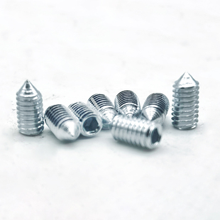 促销GB78 镀锌尖端紧定螺钉机米螺丝白锌尖头顶P丝无头内六角M4*8
