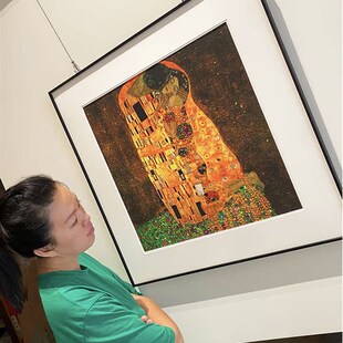 克里姆特吻卡松的m教堂乡村风景轻奢玄关客厅卧室餐厅组合装饰画