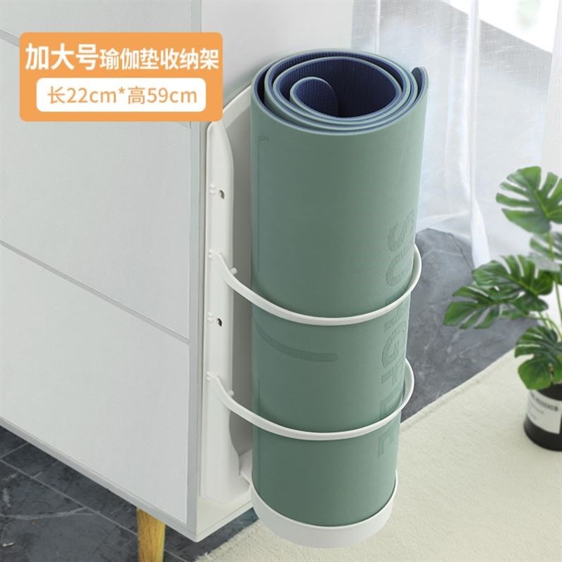 瑜伽垫收纳架子免打孔r绑带绳子墙上放置装泡沫滚轴健身器材挂架