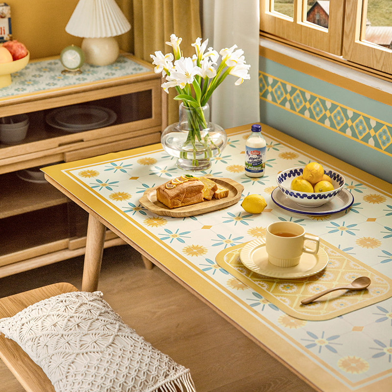 花砖皮革a桌垫桌布防水防油免洗餐桌垫防烫茶几垫床头柜垫子桌面,居家布艺,桌布,淘宝优惠券,粉丝福利购,淘宝优惠卷