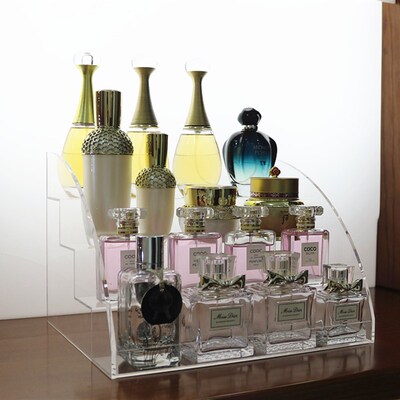 大型阶梯香水展示架桌面亚克力化妆品收纳盒梳妆台V护肤品置物架