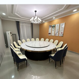 酒店岩板电动餐桌大圆桌别墅会所z饭店包厢15人20人餐桌圆形带火