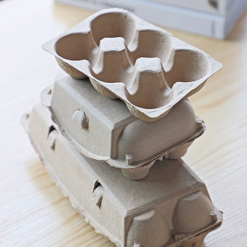 鸡蛋包装盒6枚10枚免折叠开关黄色篮子打包盒Q纸浆蛋托运输架托盘