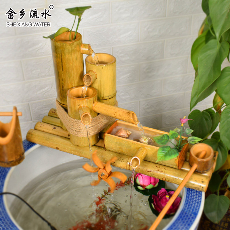 竹流水风水轮水车流水喷泉摆件装C饰造景陶瓷鱼缸过滤器竹子流水,家居饰品,装饰摆件,淘宝优惠券,粉丝福利购,淘宝优惠卷