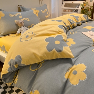 加厚全棉被套单件纯棉磨毛p单人学生床上被罩双人1.5米150x200x23