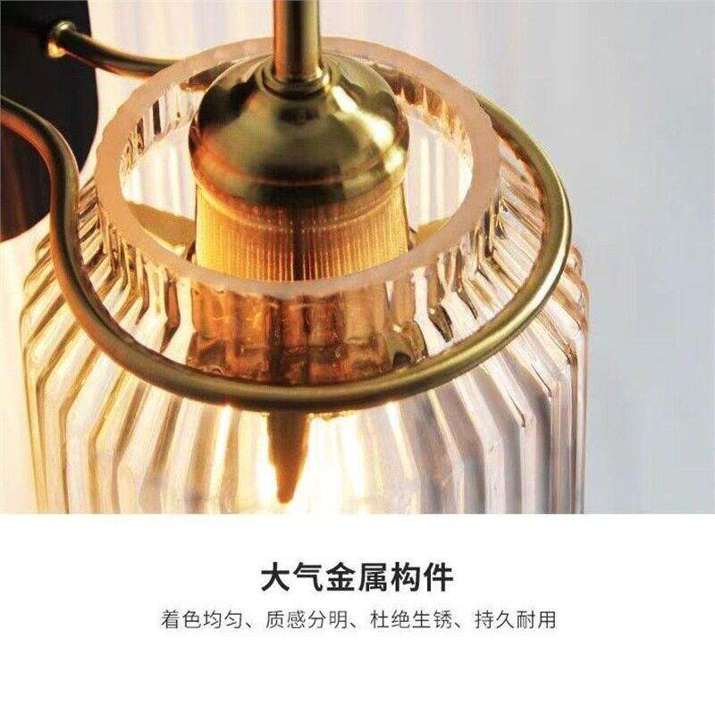 北欧轻奢田园风玻璃壁灯美式简约过道灯中古卧室床头书房阅读灯