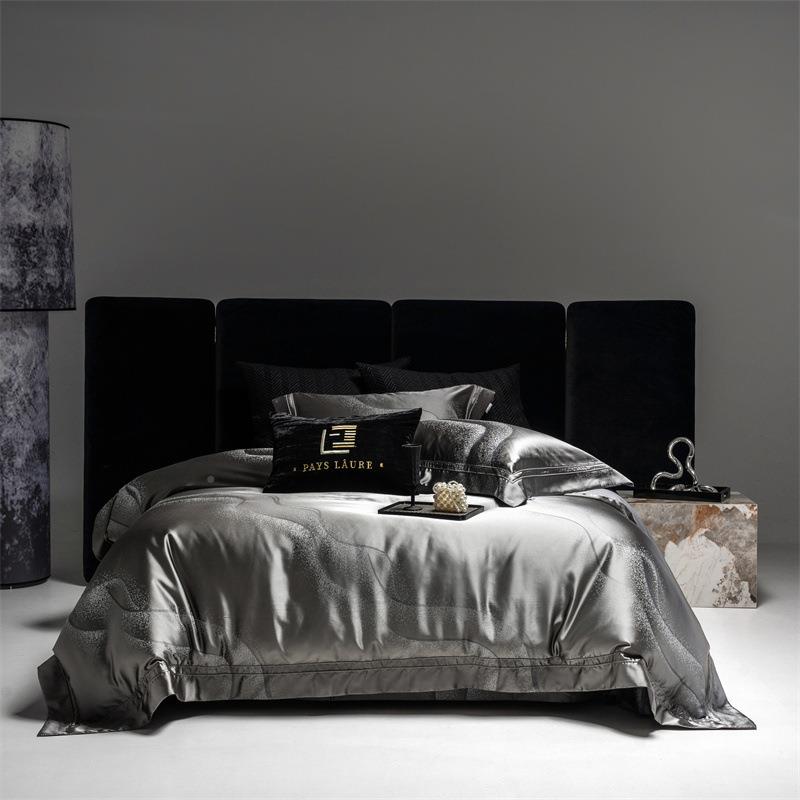 120支高精板色织外贸原单花鎏金床提单款四件套法式样房密别墅床