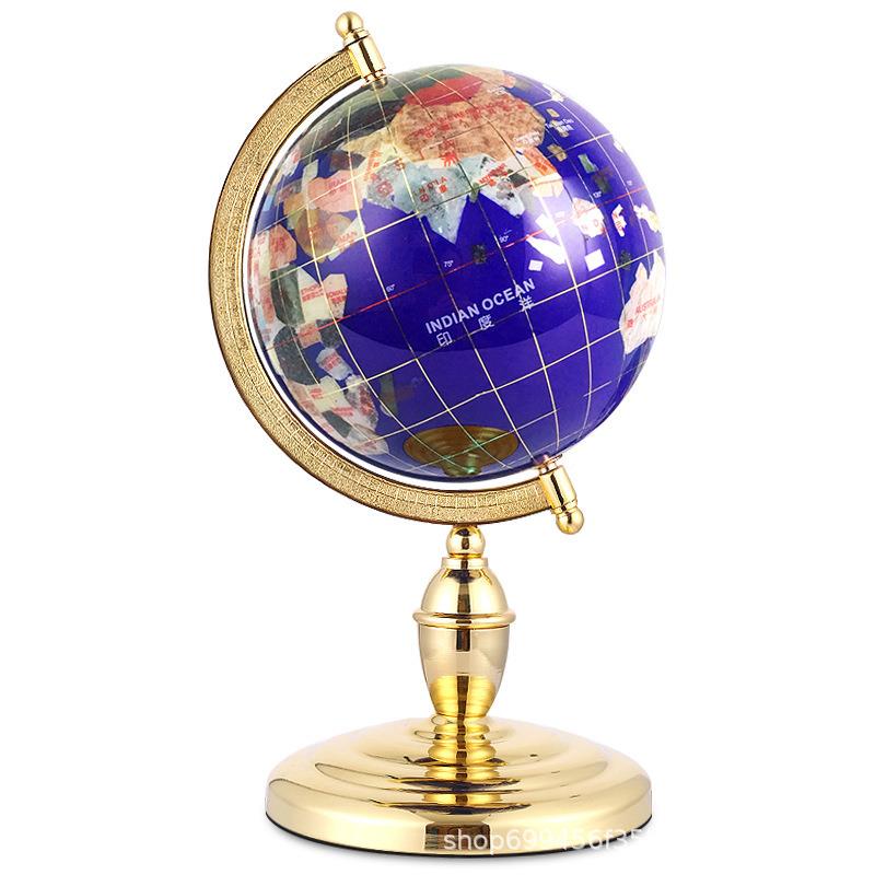 蓝色宝石地球仪3c3m大号欧式工品办公室书房摆件拉丝工艺艺礼品
