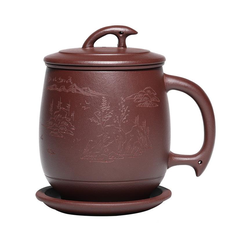 宜兴矿礼紫砂茶套壶原茶具紫砂杯内胆19-0031四件套茶杯盖杯男士