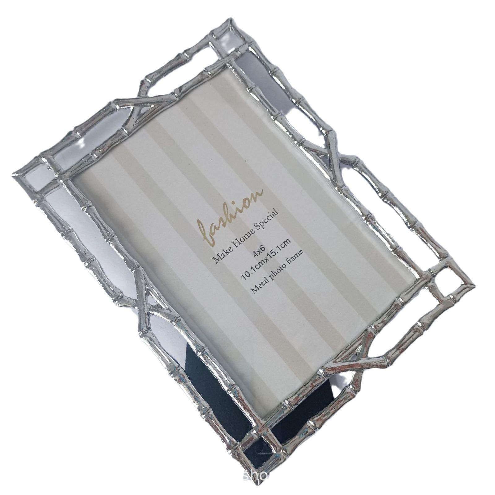 现代简约竹子银色金属相框样板房软装摆台摆件金属相框,家居饰品,DIY亲子装饰画,淘宝优惠券,粉丝福利购,淘宝优惠卷