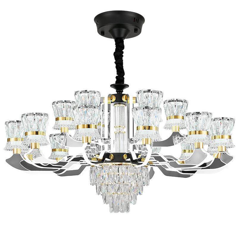 客厅吊灯轻奢客厅发光主灯具现代简约大气餐厅卧室灯网红水晶吊灯