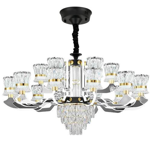 客厅吊灯轻奢客厅发光主灯具现代简约大气餐厅卧室灯网红水晶吊灯