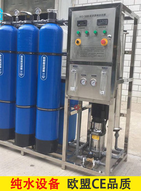 工厂直销小型去离子水设备 蓝色罐体反渗透去离子水设备500L