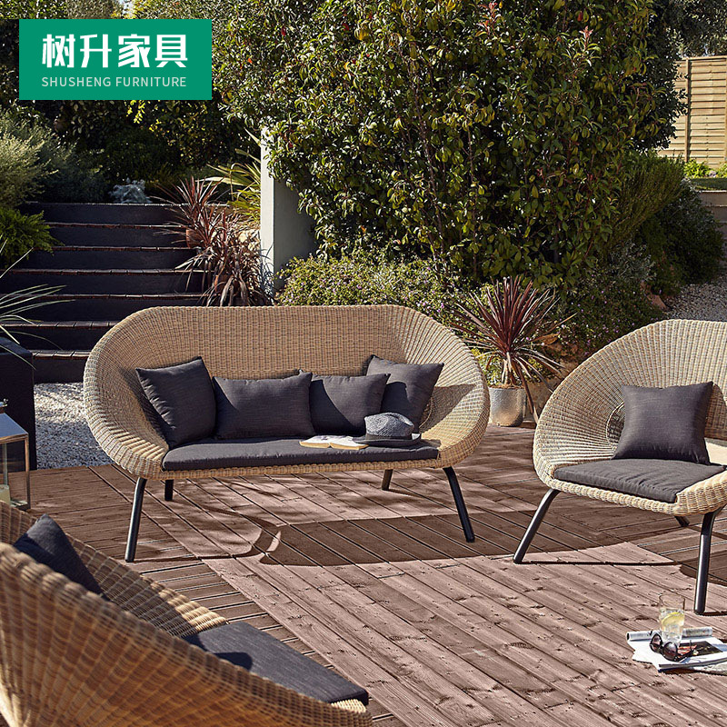 北欧户外沙发别墅客厅庭院家具阳台藤椅沙发创意藤编沙发椅小茶几