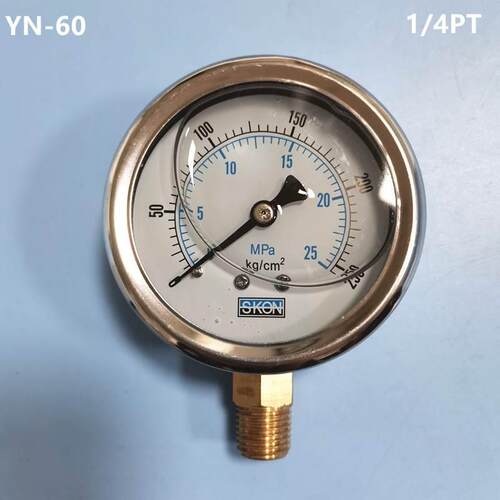 SKON耐震压力表 YN-60 25MPA/250KG  1/4PT径向10KG/140PSI压力表