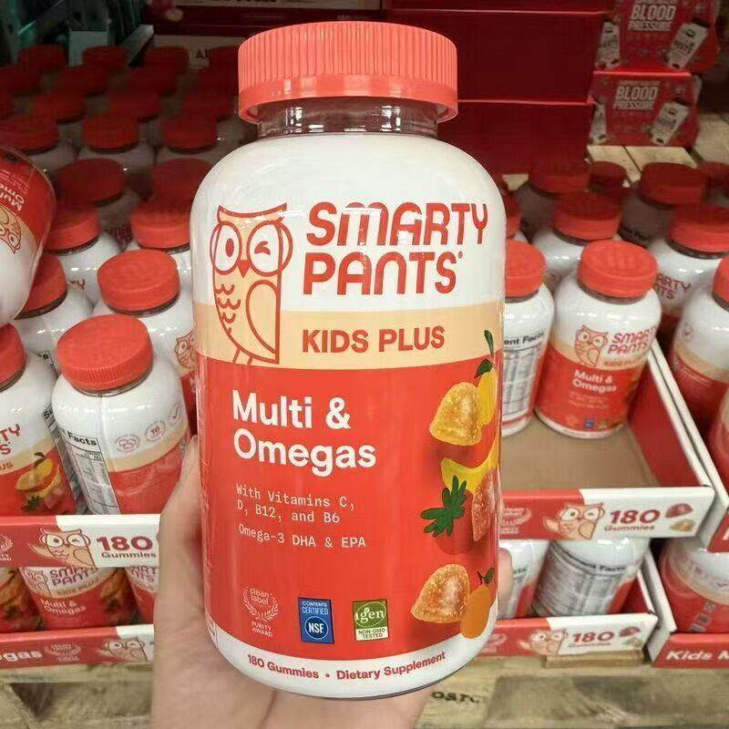 美国SmartyPants儿童复合维生素omega3猫头鹰糖多维藻油肌醇180粒