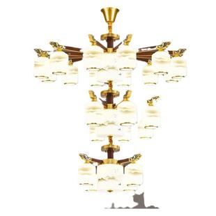 新中式 楼大吊灯 吊灯全铜客厅灯餐厅卧室朝下实木中国风吸顶灯复式