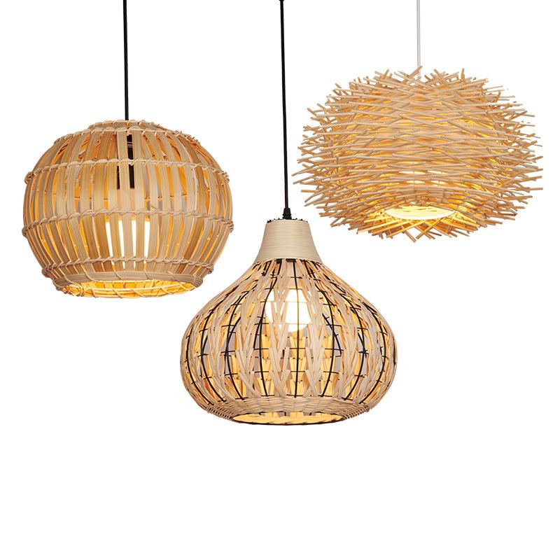 厂家竹编吊灯中式日式个性创意咖啡厅餐厅饭店藤艺竹艺吊灯编织灯
