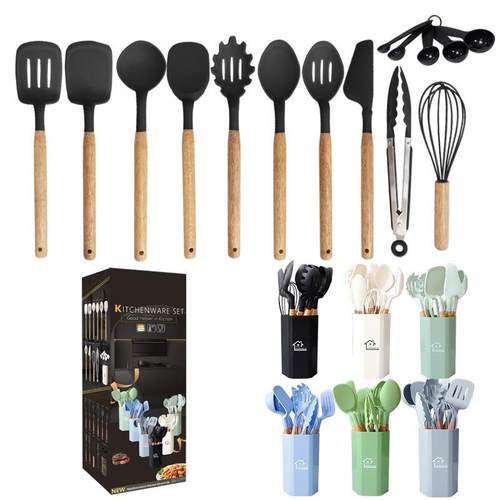 硅胶锅铲汤勺12件套不粘锅烹饪硅胶铲家用食品级硅胶厨具套装