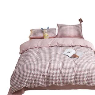 北欧风四件套水洗棉被套床单三件套春夏季纯色南通市床上用品