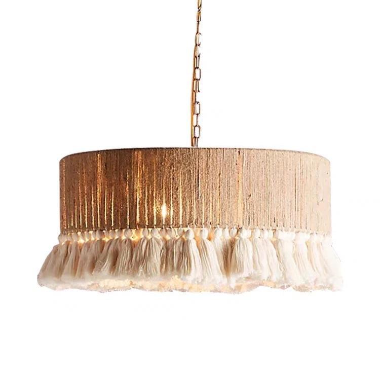 波西米亚复古麻绳流苏床头吊灯创意卧室床头柜餐厅灯吧台阳台灯具