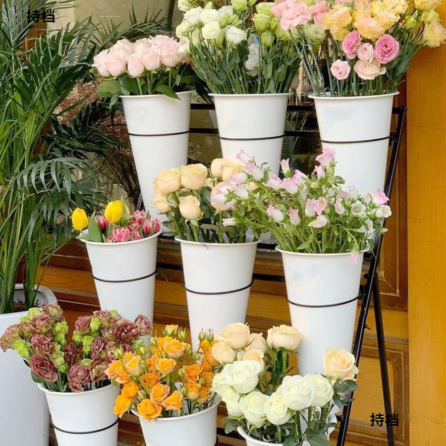 花店花架鲜花展示架货架多层阶梯可移动带轮养花醒花桶架花艺架子