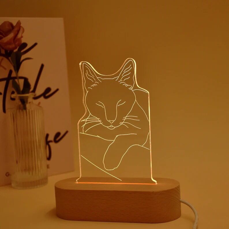 3D宠物照片夜灯猫狗照片灯宠物纪念礼物送给宠物爱好者