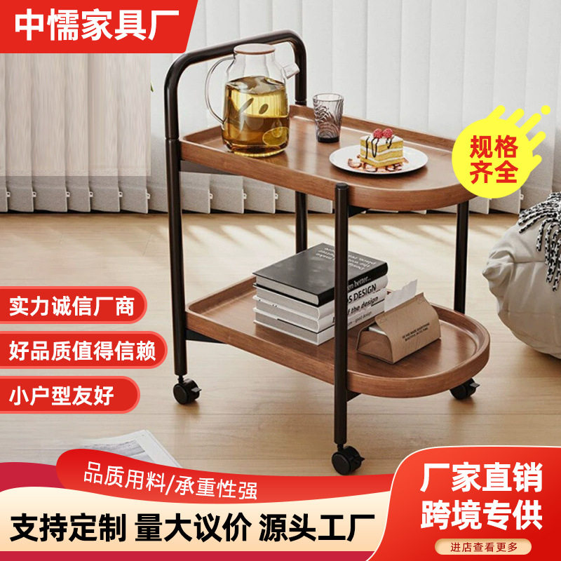 客厅沙发家用简约创意小桌子双层置物架收纳台小茶几床头双层边几
