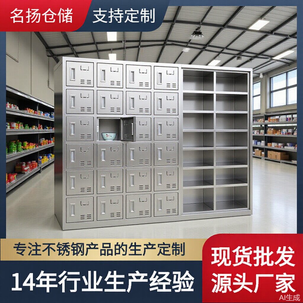 不锈钢多门多格食堂碗筷柜