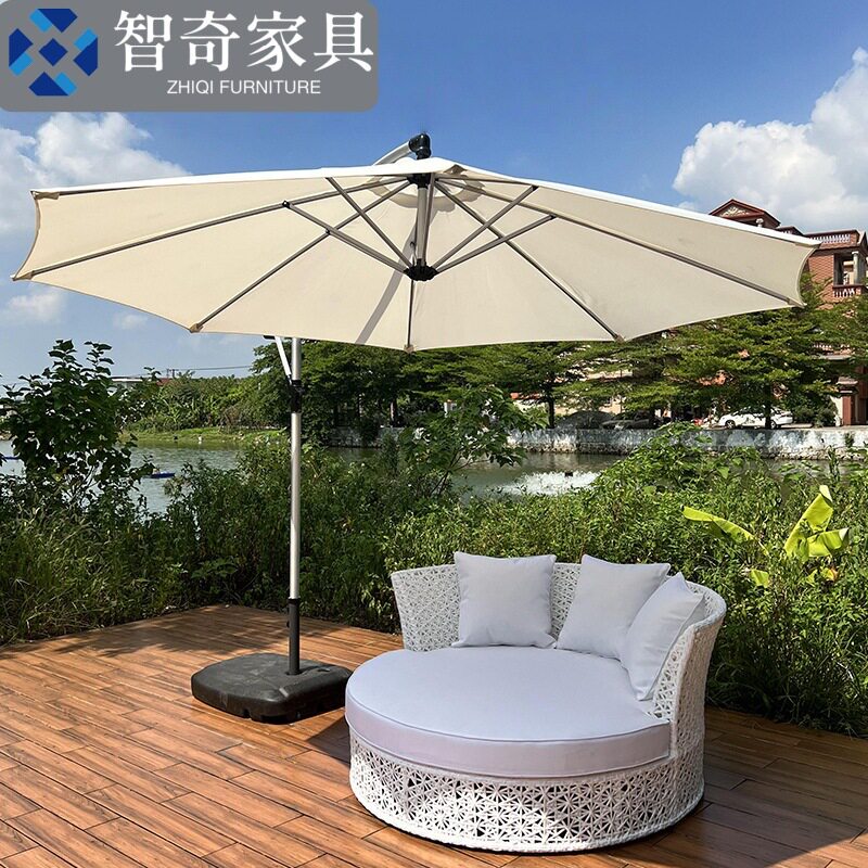 户外休闲阳台藤编躺床露天圆床家具沙发床庭院室外编花创意泳池床
