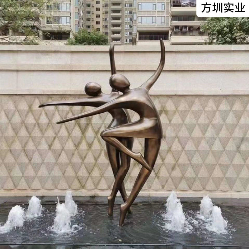深圳玻璃钢仿铜人物雕塑小区亲子舞蹈小品雕塑民俗树脂摆件设计
