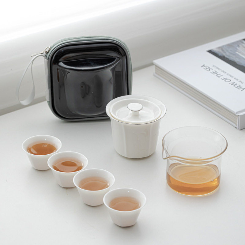 便携式快客杯一壶四杯简约旅行茶具套装户外旅游泡茶360度出水
