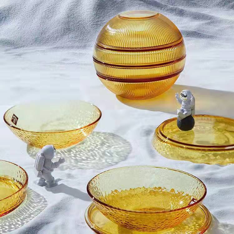 创意星球玻璃耐高温套装星球餐具低硼硅琥珀色碗盘艺术餐具
