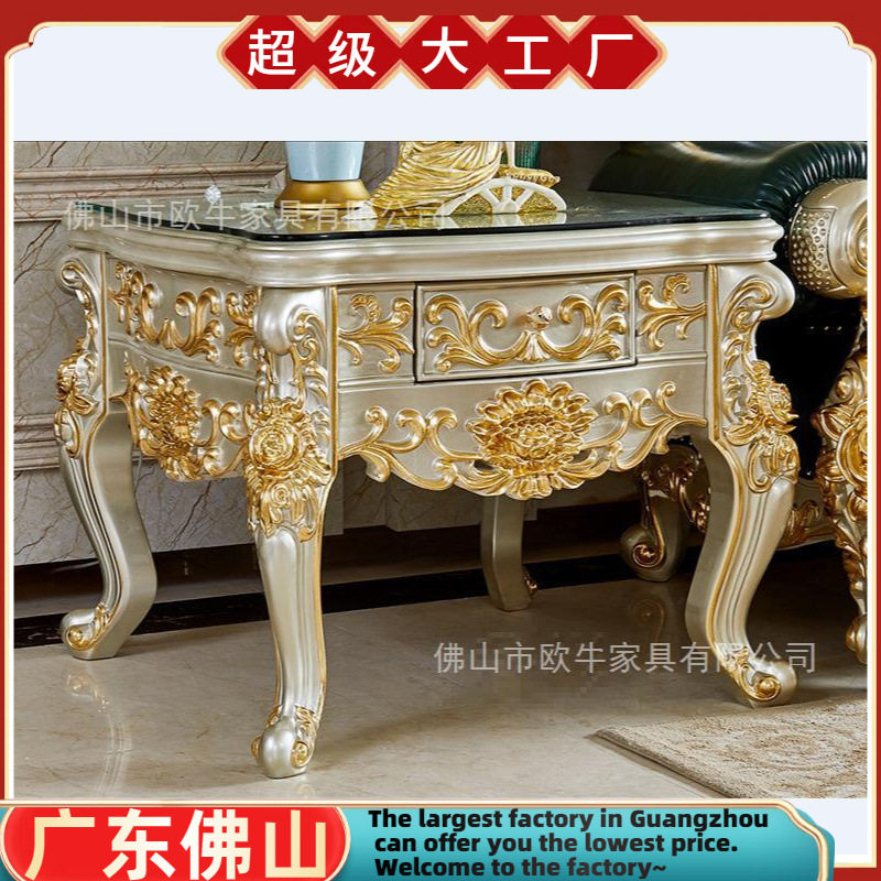 欧式方几 美式奢华客厅抽屉方几电话边几角几储物柜子描金银边桌