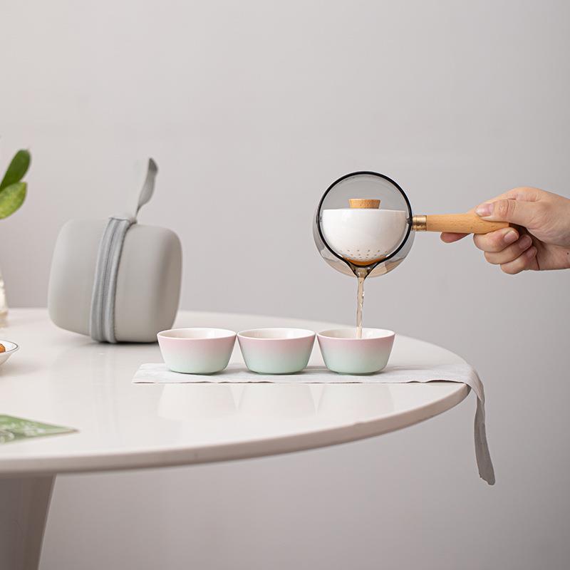 转转泡便携式车载户外旅行茶具套装懒人自动茶具快客杯玻璃泡茶器