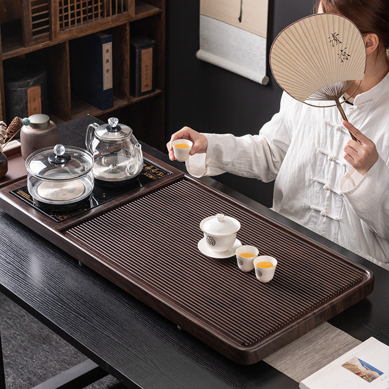 茶盘套装一体全自动上水羊脂玉茶杯套装家用实木茶台电木茶具茶盘