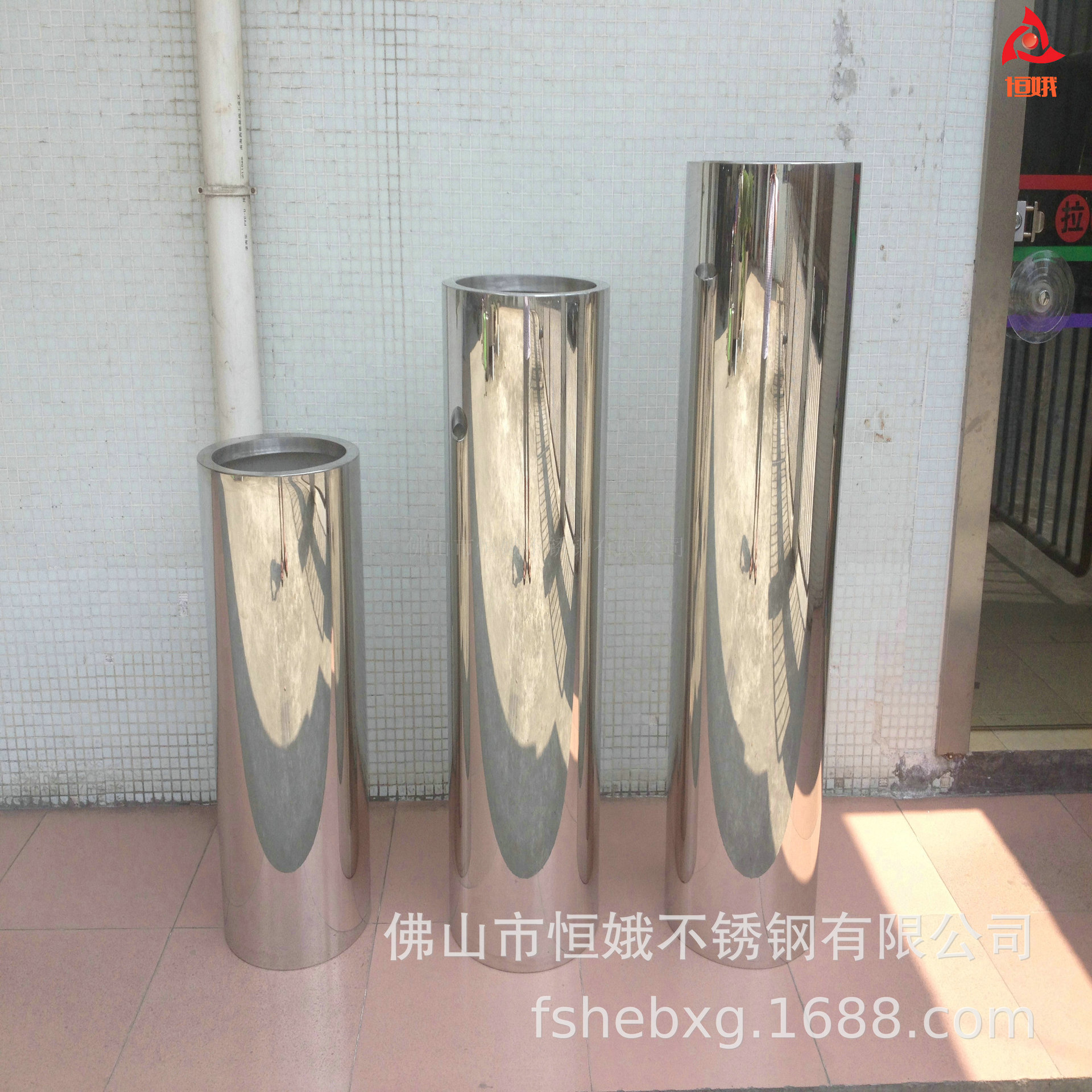 不锈钢圆柱形花盆 圆柱花盆 圆柱形花桶 圆柱花桶 圆形花盆