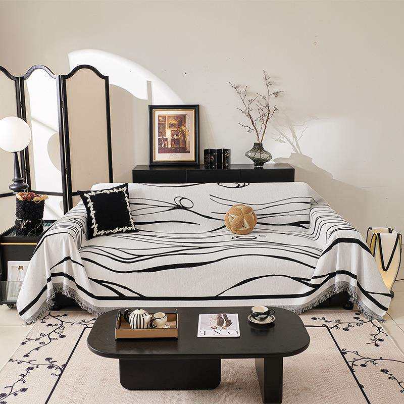 简约沙发巾雪尼尔四季通用防滑盖布沙发套罩一片式全包盖布毯子