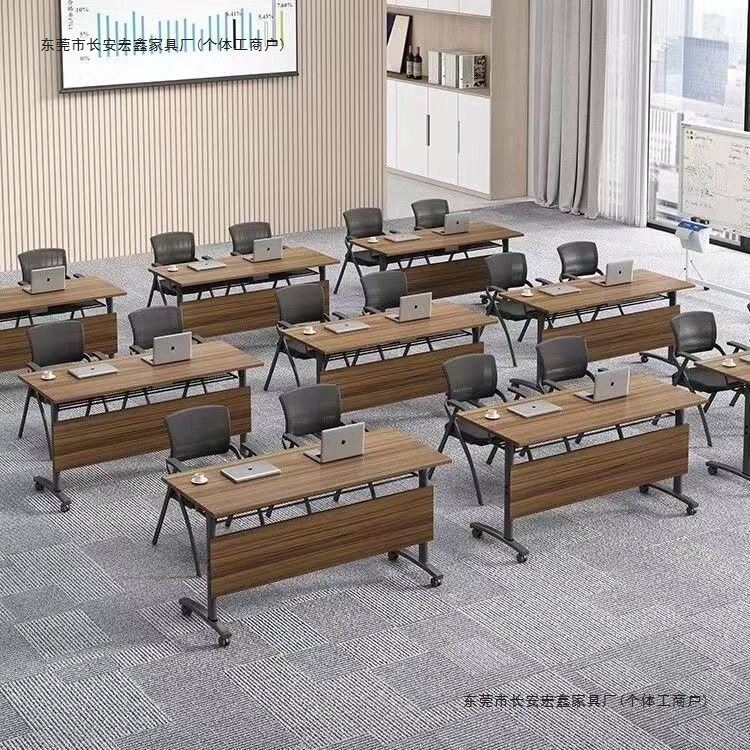 折叠会议桌可移动拼接长条桌简易带轮多功能办公桌培训课桌椅组合