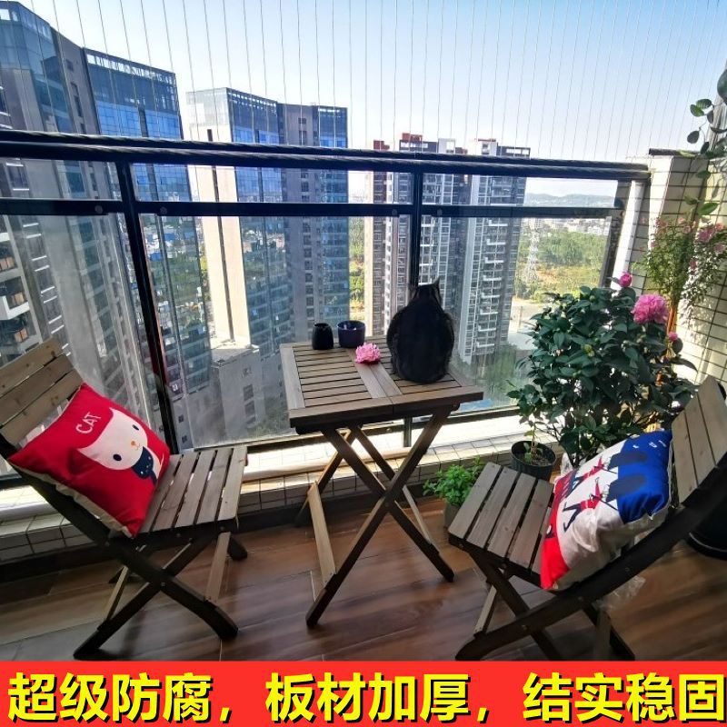 户外防腐木可折叠茶几阳台庭院