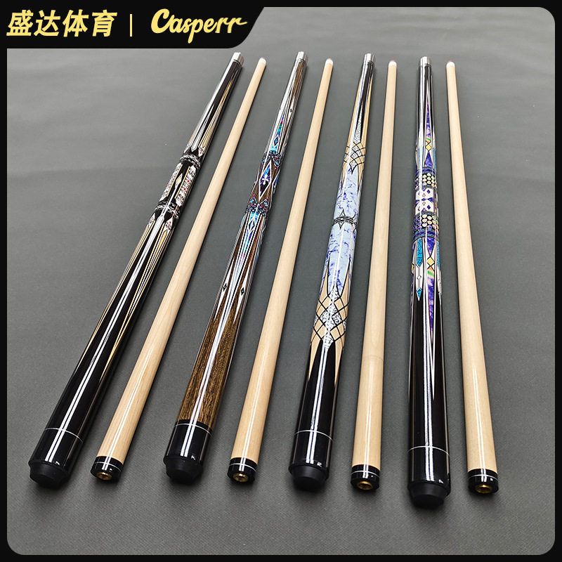新品炫彩系列台球杆优质枫木印花握把中八大头桌球杆美式九球杆