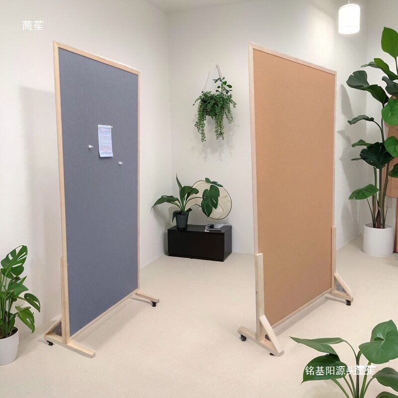 可移动软木板照片墙背景板软木板万向轮支架展示架学校落地公告板