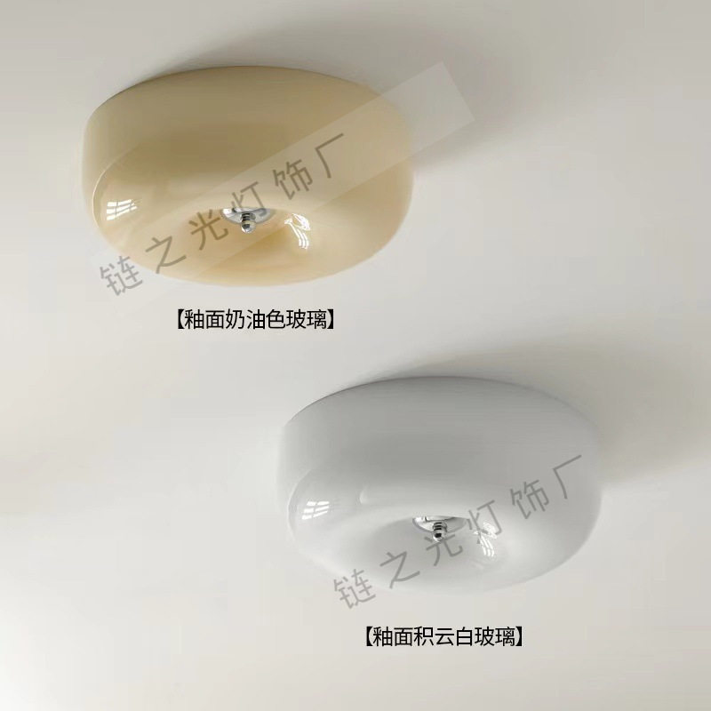 中古复古卧室布丁吸顶灯玻璃奶油风创意阳台衣帽间玄关入户走廊灯